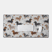 Motif des pattes et des os de Dachshund aux cheveu (Clavier et souris)