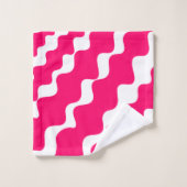 Motif des vagues inclinées rose et blanc (Gant de toilette)