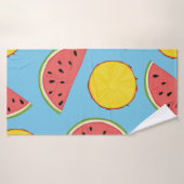 Motif d'été avec ananas et pastèque, ba (Serviette de bain)