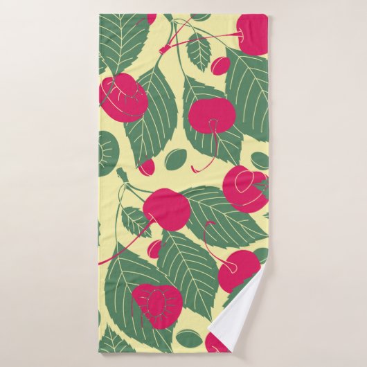 Motif d'été de couleur vive avec cerises. Grappe (Serviette de bain)
