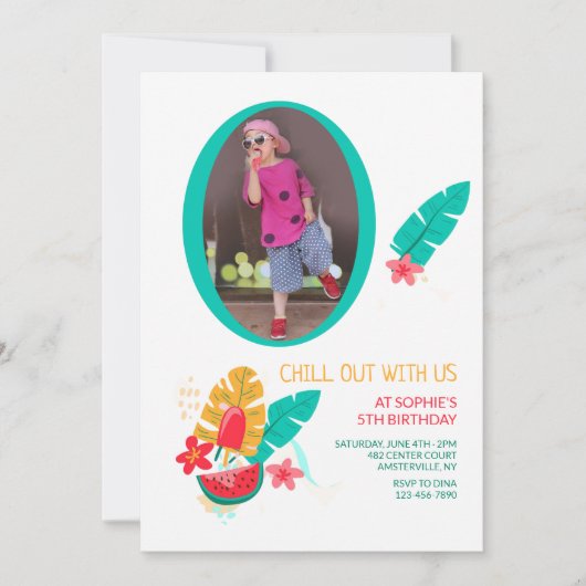 Motif d'été Photo Invitation d'anniversaire (Devant)