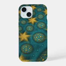 Motif d'étoiles abstraites turquoise et jaune