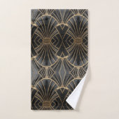 motif d'éventail Art déco noir et or (Serviette à main)