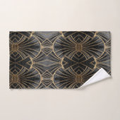 motif d'éventail Art déco noir et or (Serviette à main)