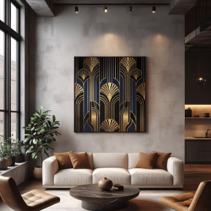 Motif d'éventail doré Art Déco luxueux