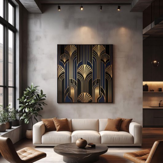 Motif d'éventail doré Art Déco luxueux