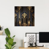 Motif d'éventail doré Art Déco luxueux (Bureau à domicile)