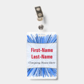 Motif d'explosion de ligne bleue ; Badge de nom pe (Arrière avec clip)