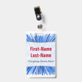 Motif d'explosion de ligne bleue ; Badge de nom pe (Avant avec clip)