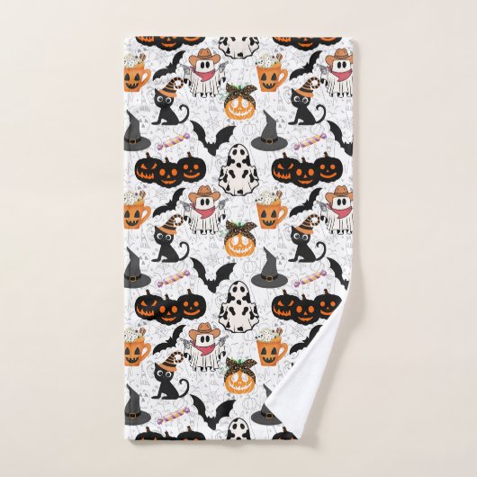 Motif d'Halloween. Éffrayant et mignon (Serviette à main)