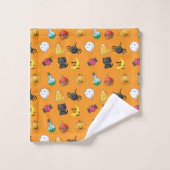 Motif d'Halloween mignon avec arrière - plan orang (Gant de toilette)