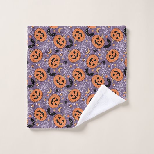 Motif d'Halloween violet Jack-O-lanterne (Gant de toilette)