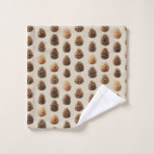 Motif d'hiver Rustique Brown Pine Cône (Gant de toilette)
