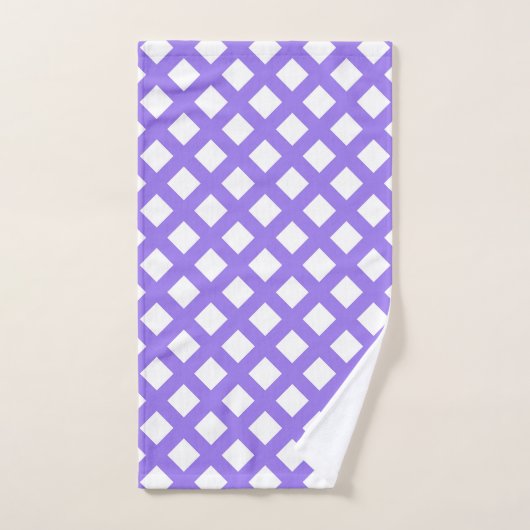 Motif diamant à carreaux blanc violet (Serviette à main)