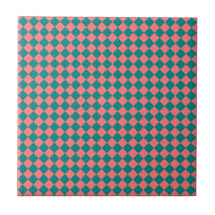Motif diamant à carreaux cyan rose