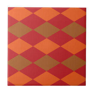 Motif diamant à carreaux orange et vert