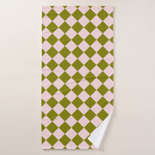 Motif diamant à carreaux rose vert (Serviette de bain)