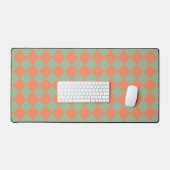 Motif diamant à carreaux vert olive rose saumon (Clavier et souris)