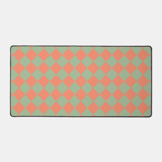 Motif diamant à carreaux vert olive rose saumon (Recto)