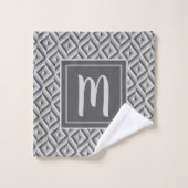 Motif diamant à trois tons gris monogramme (Gant de toilette)