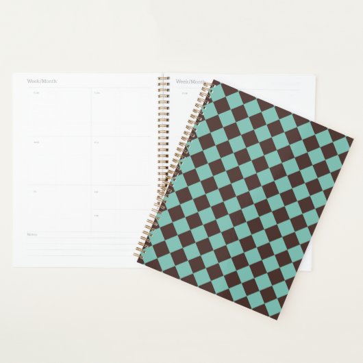 Motif diamant Brown Turquoise Checker  (Devant avec enveloppe)