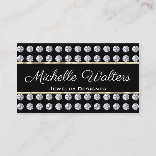 Motif diamant | Carte de visite Gold Trim (Devant)