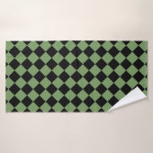 Motif diamant de Black Checker vert (Serviette de bain)