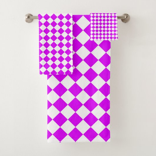 Motif diamant de Checker blanc violet (En situation)