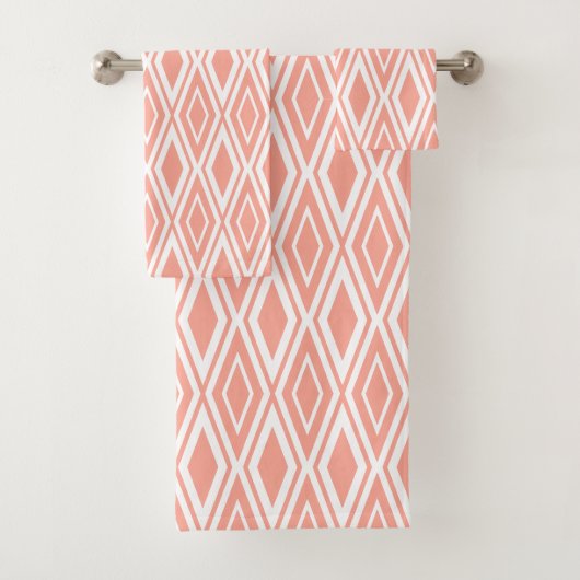 Motif diamant moderne abricot et blanc (En situation)