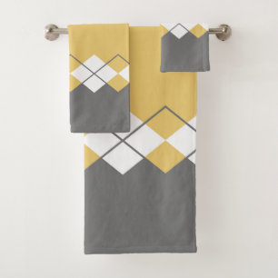 Motif diamant moderne moutarde jaune, gris, blanc