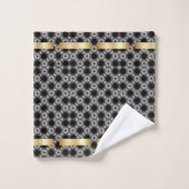 Motif Diamant Noir & Blanc Avec Accent Or (Gant de toilette)
