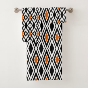 Motif diamant noir blanc orange moderne