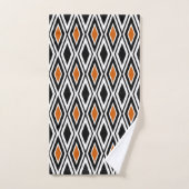 Motif diamant noir blanc orange moderne (Serviette à main)