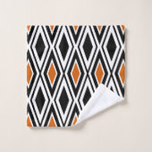 Motif diamant noir blanc orange moderne (Gant de toilette)