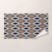 Motif diamant noir blanc orange moderne (Serviette à main)