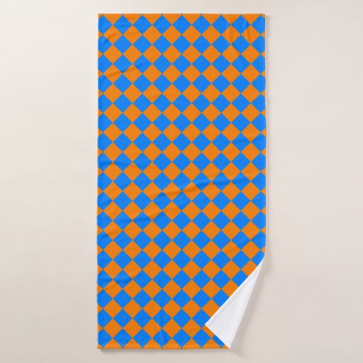 Motif diamant Orange Blue Checker (Serviette de bain)