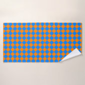 Motif diamant Orange Blue Checker (Serviette de bain)