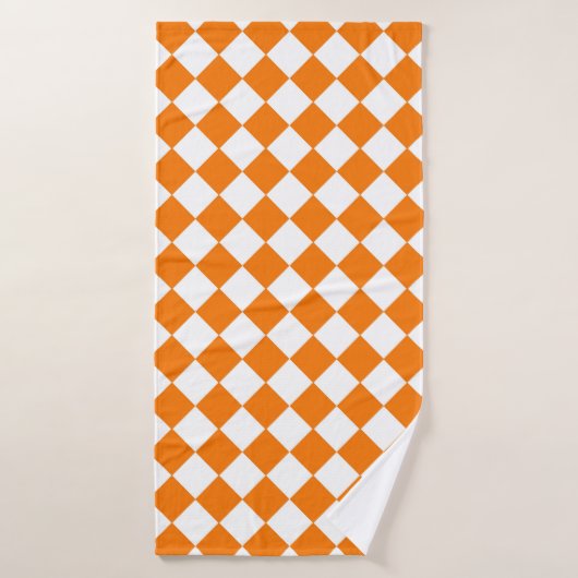 Motif diamant Orange White Checker (Serviette de bain)