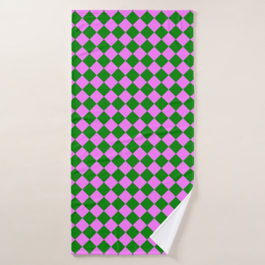 Motif diamant Pink Green Checker (Serviette de bain)