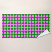 Motif diamant Pink Green Checker (Serviette de bain)
