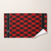 Motif diamant rouge noir classique & monogramme (Serviette à main)