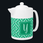 Motif diamant trois tons vert Monogramme<br><div class="desc">Faites votre thé favori dans cette théière Motif Monogram Green Trois Tons Diamond Teapot. Il dispose d'un motif en diamant géométrique dans trois tons de vert avec une initiale en vert clair contre un carré vert foncé. Personnalisez-le avec votre initial. Donnez à votre teatime une pop de couleur supplémentaire.</div>