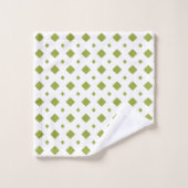 Motif diamant vert olive et blanc (Gant de toilette)