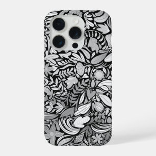 Motif d'illustration de feuilles florales noir arg