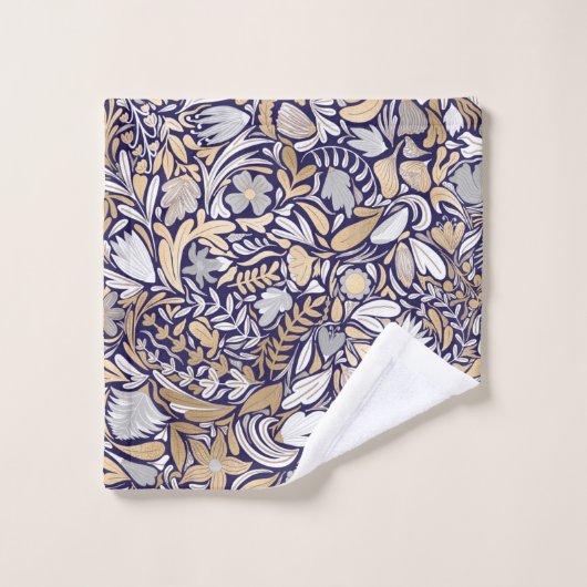 Motif d'illustration de la feuille florale blanche (Gant de toilette)