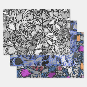 Motif d'illustration Feuilles floraux noirs argent