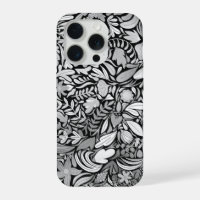 Motif d'illustration Feuilles floraux noirs argent