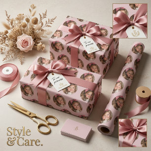 Motif d'image ronde personnalisé, papier cadeau ro