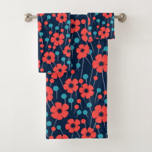 Motif d'impression floral bleu marine