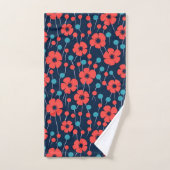 Motif d'impression floral bleu marine (Serviette à main)